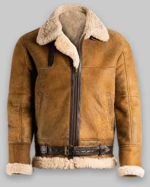 Real Sheepskin B3 Brown Leather Jacket For Mens