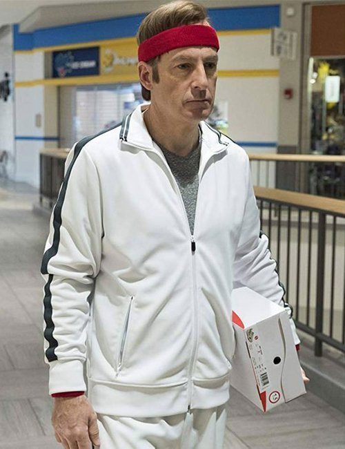 White Track Jacket woorn by Jimmy Mcgill in TV Series Better Call Saul