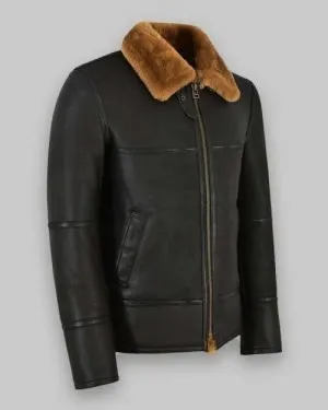 jordan craig black shearling leather jacket