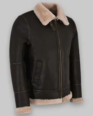 Men B3 Sheepskin Black Leather Jacket