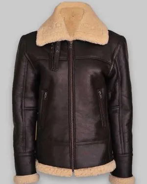 Women Brown B3 Shearling Aviator Leather Jacket