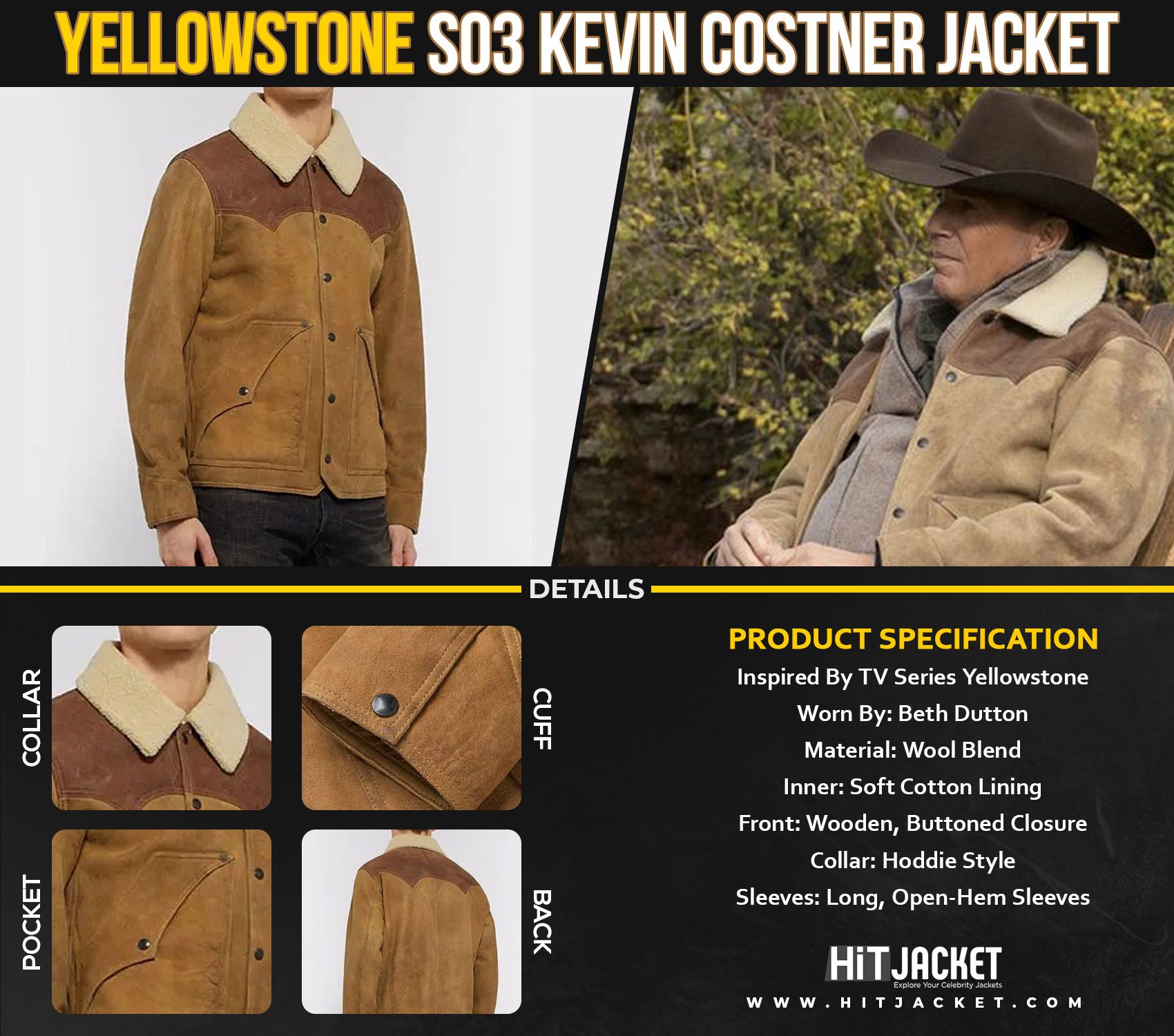 Yellowstone S03 Kevin Costner Jacket