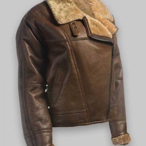 Flight Avaitor Brown Shearling Leather Jacket For Womens