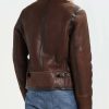 Mens Aviator Style Dark Brown Shearling Leather Jacket