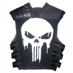 Punisher War Zone Ray Stevenson Black Leather Skelton Vest