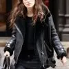 B3 Aviator Keira Knightley Black Shearling Real Leather Jacket