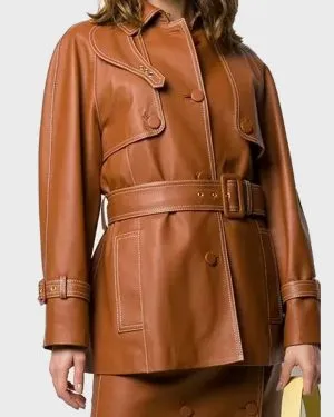 Womens-Belted-Brown-Coat