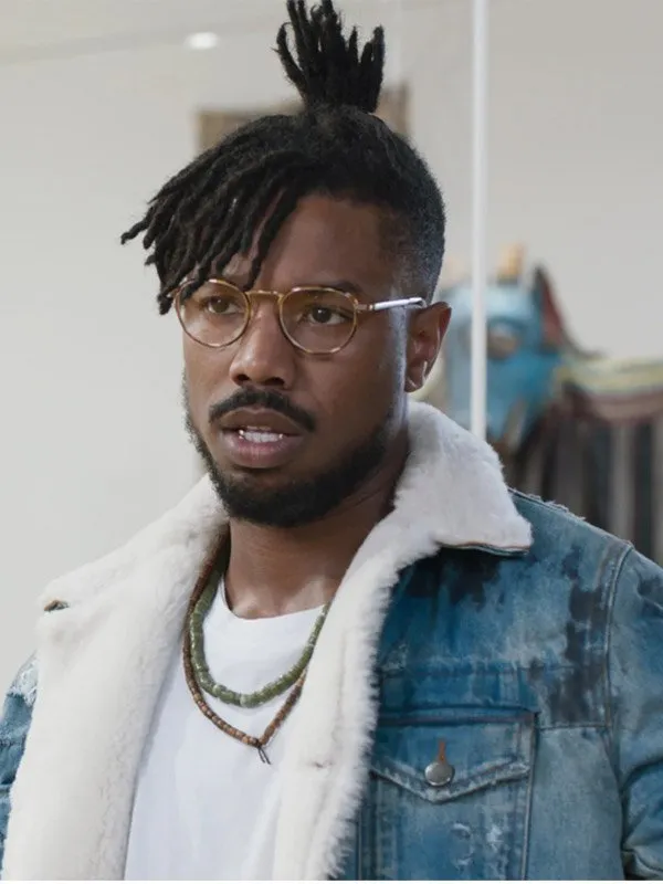 Erik Killmonger Denim Jacket  Michael B Jordan Shearling Jacket