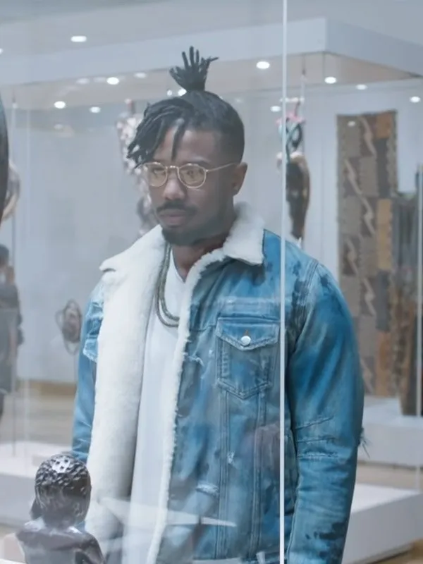 Erik Killmonger Denim Jacket  Michael B Jordan Shearling Jacket