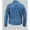 Dodge Cafe Racer Sky Blue Mens Leather Jacket
