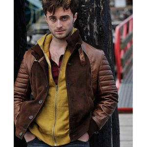 Daniel Radcliffe Horns Ig Perrish Brown Leather Jacket