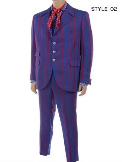 Blue and Red Austin Power Mike Myers Pinstripe Suit