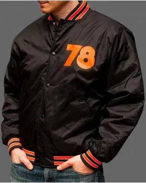 Black and Orange Halloween 78 Nylon Bomber Jacket