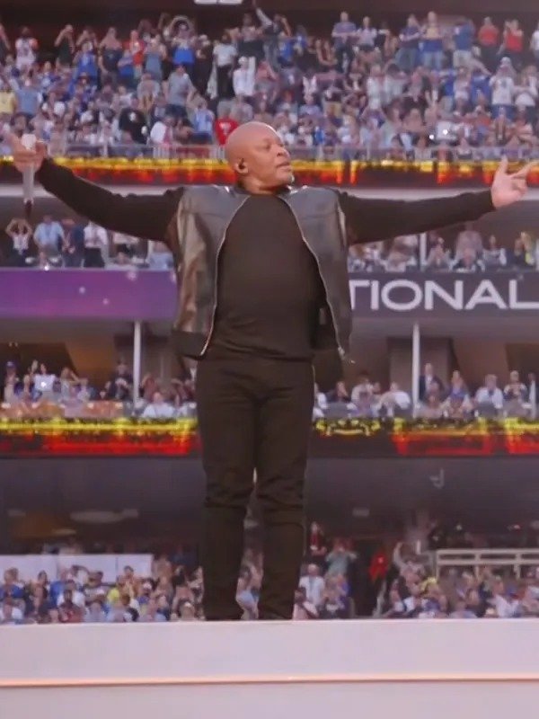Dr.Dre Super Bowl halftime Black Leather Jacket