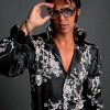 Austin Butler as Elvis Presley Black Floral Shirt