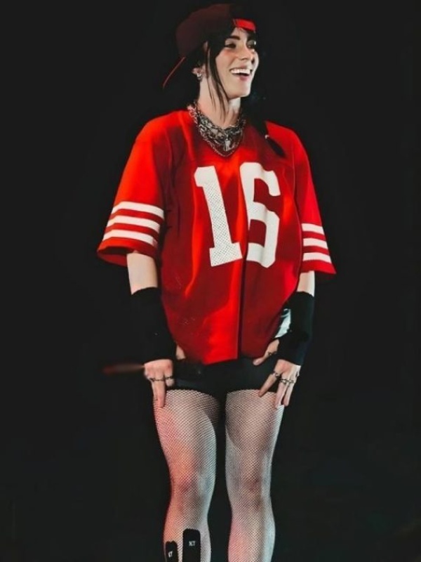 Billie Eilish Red Oversized Jersey - Hit Jacket