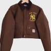 Vintage 90’s New York Yankees Dark Brown Crop Jacket