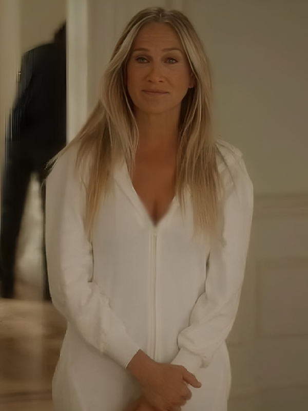 Carrie Bradshaw TV Series And Just Like That S03 Sarah Jessica Parker White Hooded Jumpsuit And Just Like That S03 Sarah Jessica Parker Hooded Jumpsuit