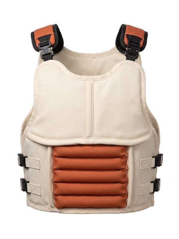 Anime Dragon Ball Z Saiyan Vegeta Off-White Canvas Panels and Orange Padded Ribbing Battle Armor Weighted Vest Anime Dragon Ball Z Saiyan Vegeta Off-White Canvas Panels and Orange Padded Ribbing Battle Armor