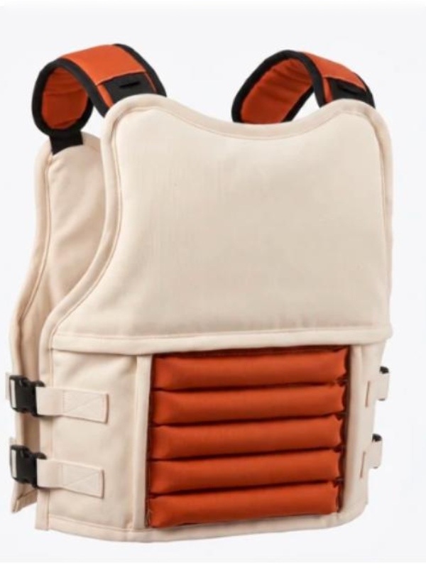Anime Dragon Ball Z Saiyan Vegeta Off-White Canvas Panels and Orange Padded Ribbing Battle Armor Saiyan Armor Weighted Vest