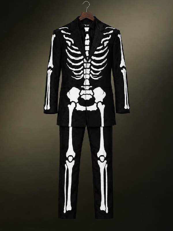 James Bond 007 Song Day of The Dead Halloween Skeleton Tuxedo Suit Costume in Black James Bond Skeleton Tuxedo Suit