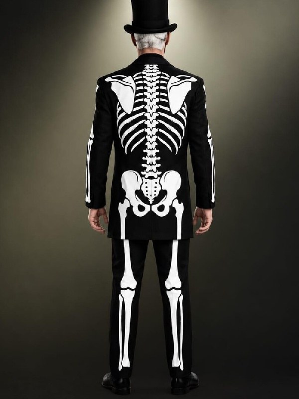 James Bond 007 Spectre Day of The Dead Costume James Bond 007 Song Day of The Dead Halloween Skeleton Tuxedo Suit Costume in Black