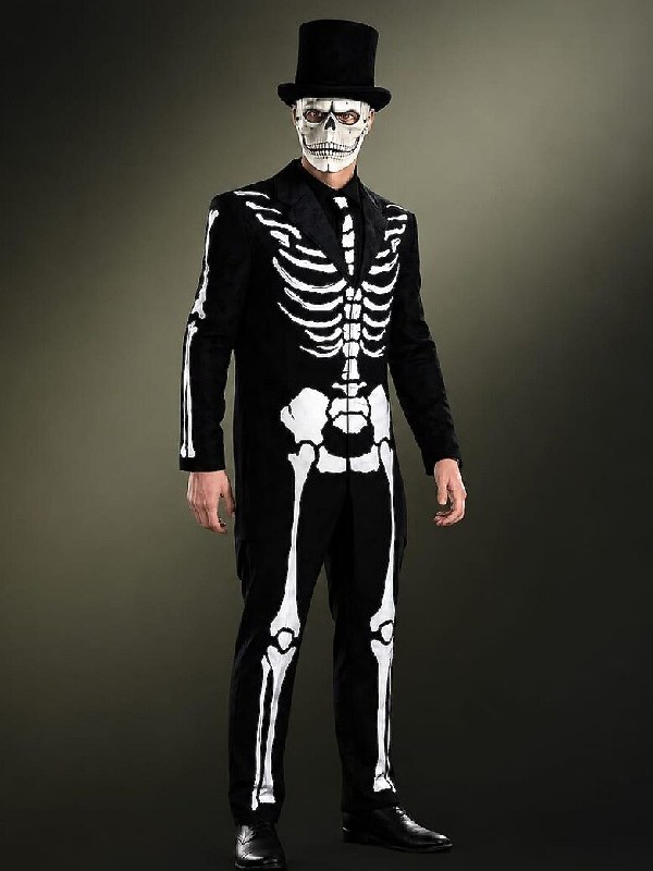 James Bond Skeleton Tuxedo Suit James Bond 007 Spectre Day of The Dead Costume For Halloween